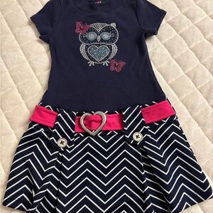 Lilt Navy and Pink Chevron Owl Dress